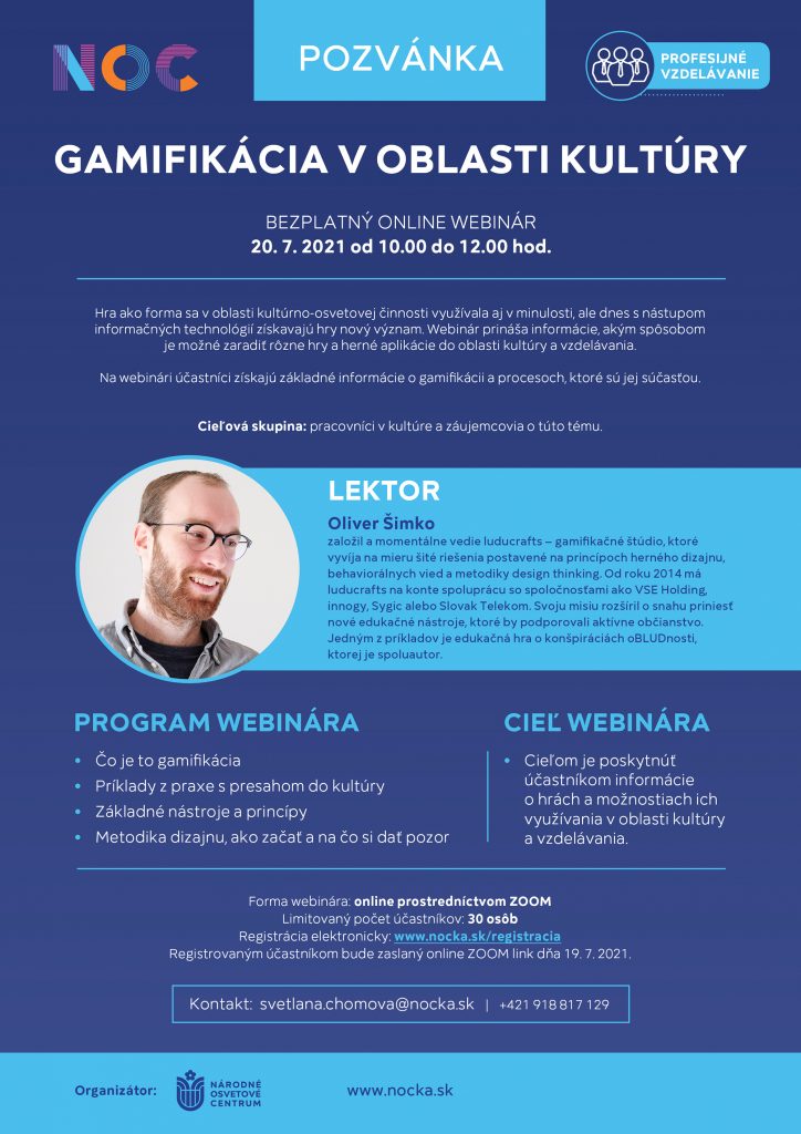 Gamifikácia v oblasti kultúry, 20. 7. 2021