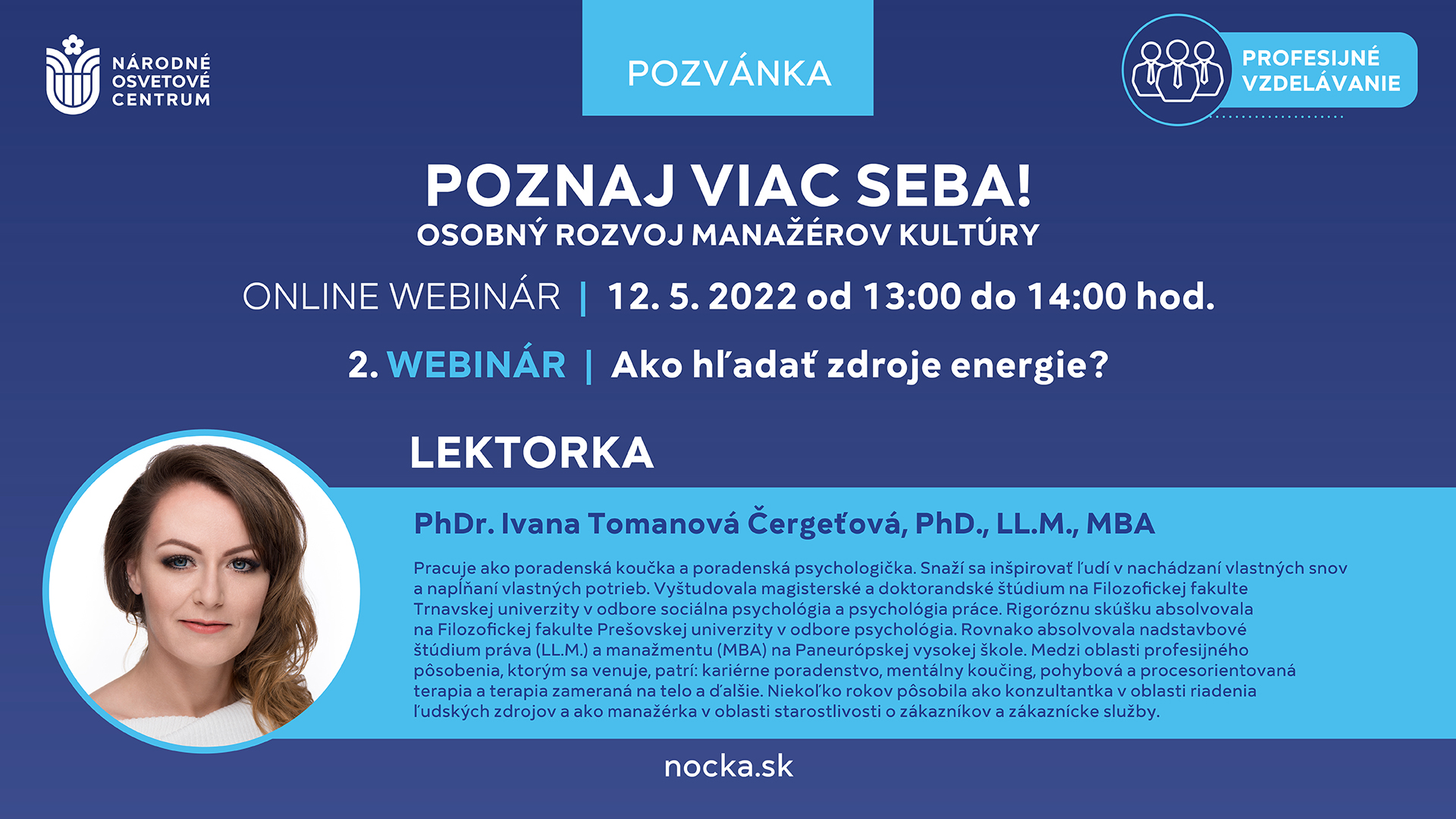 pozvánka na vzdelávaciu akciu Poznaj viac seba!