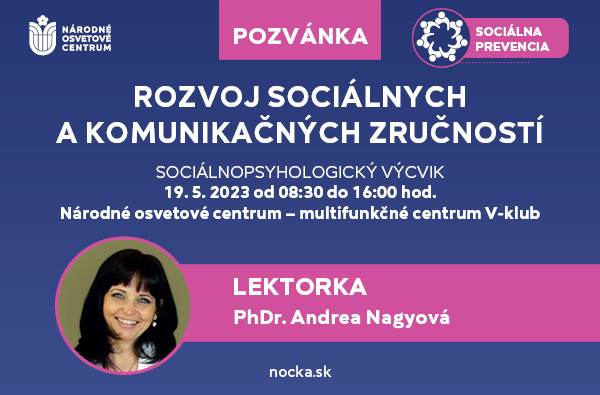 pozvánka na Rozvoj sociálnych a komunikačných zručností, 19. 5. 2023