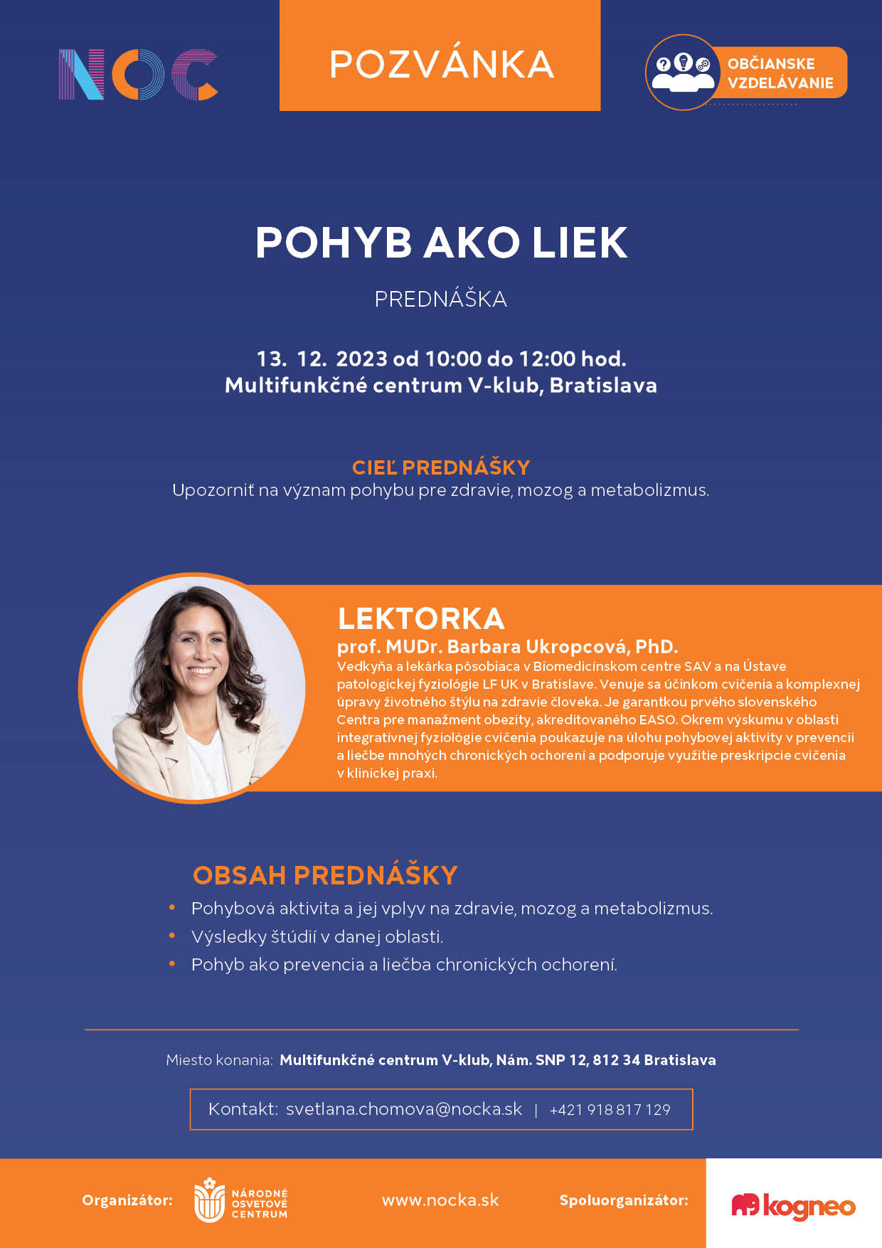 prednáška Pohyb ako liek, 13.12.2023