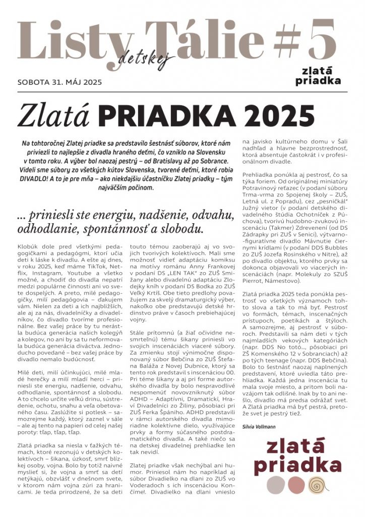 Zlatá priadka 2025 Listy detskej Tálie 5