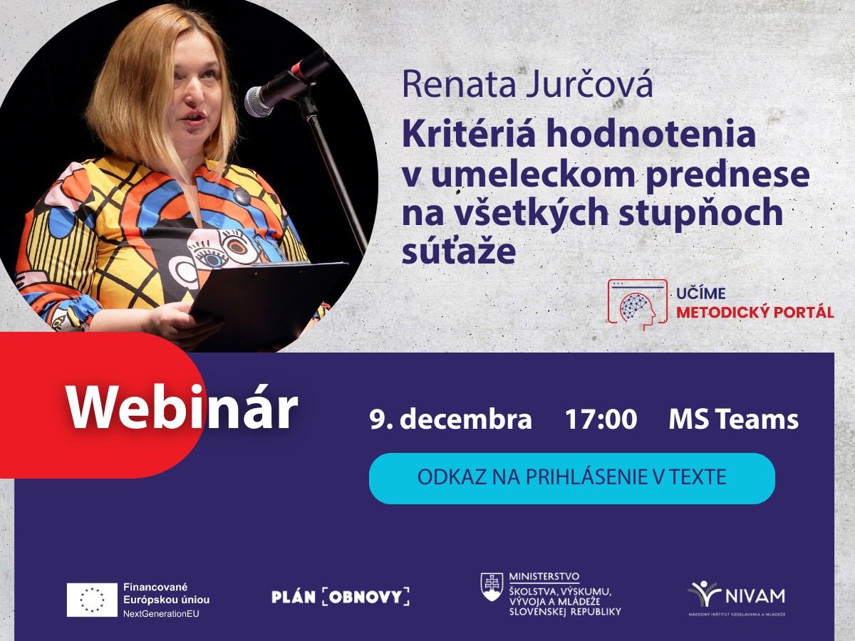 Pozvánka na webinár venovaný umeleckému prednesu 20251209