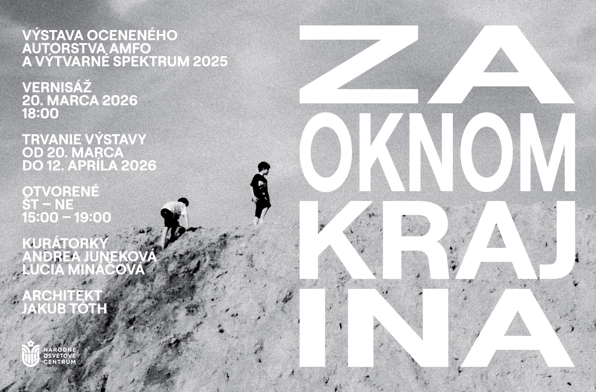 vizuál k výstave Za oknom krajina, textový prepis nasleduje pod obrázkom