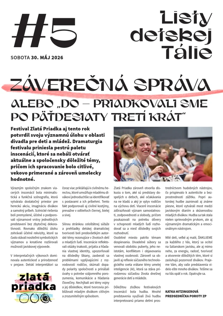 Zlatá priadka 2026 Listy detskej Tálie 05, obálka